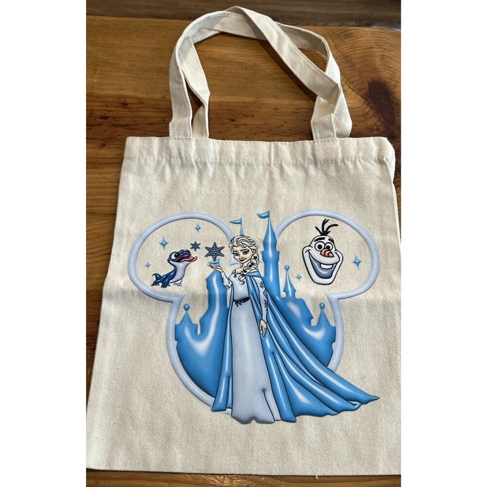 Disney Frozen Elsa Olaf Bruni Castle Reusable Canvas Tote Bag New